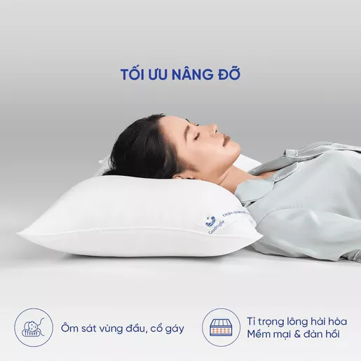 Gối lông vũ nhân tạo Goodnight Mochi siêu êm chuẩn khách sạn 5 sao