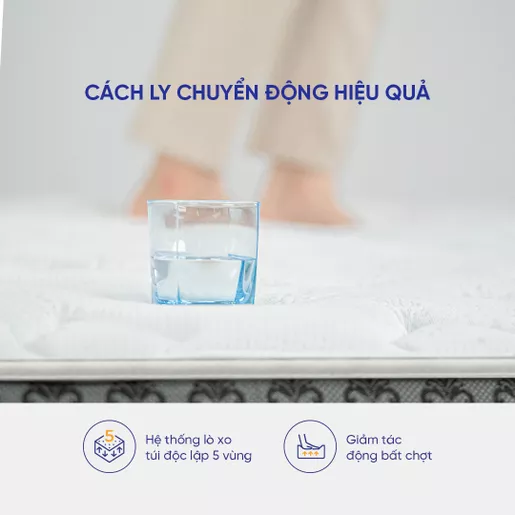 cách ly chuyển động hiệu quả hệ thống lò xo túi độc lập 5 vùng giảm tác động bất chợt