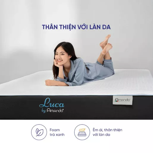 Nệm foam amando luca làm mát, thân thiên làn da, êm ái