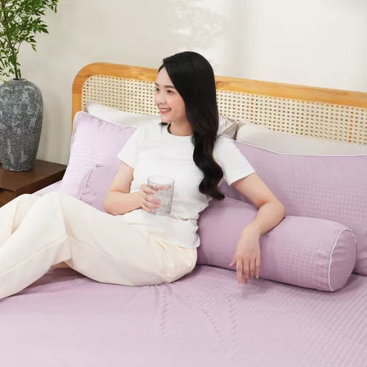 Bộ ga chun polyester gấm Amando Ellie đơn sắc 4 chi tiết 