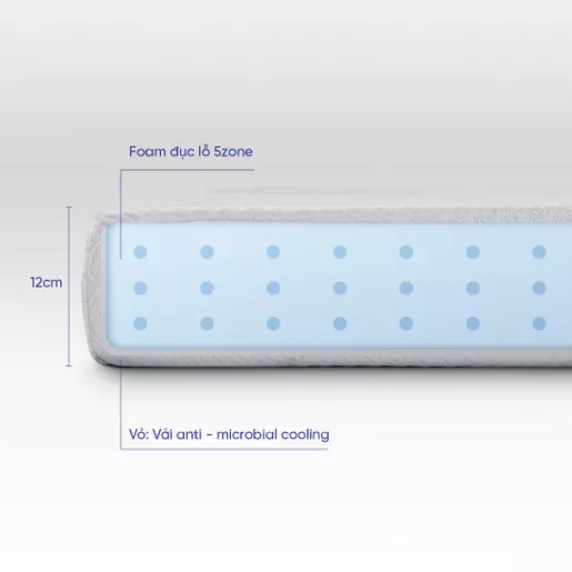 Nệm foam Comfy Cloud 1.0 thoáng khí, đàn hồi cao, kháng khuẩn tốt