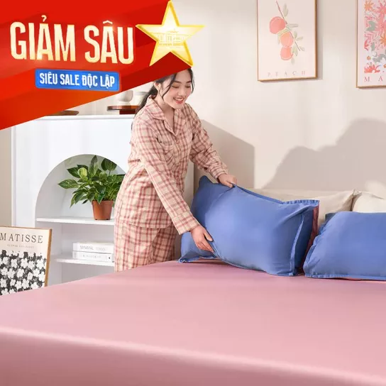 Bộ ga chun bốn mùa micro satin Goodnight Mori 3 Chi tiết - Ảnh 1