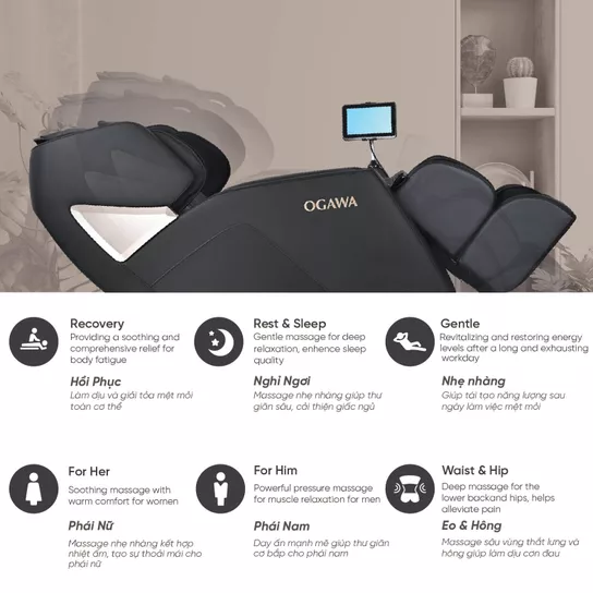 Ghế massage Ogawa Vogue-X giảm đau nhức cơ bắp, giải phóng các điểm căng cơ - Ảnh 6