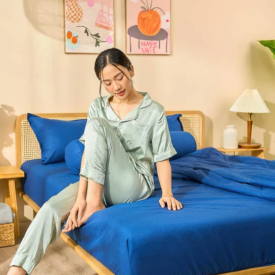 Bộ chăn ga chun Amando Rina 5 chi tiết thông thoáng, mềm mại - Ảnh 8