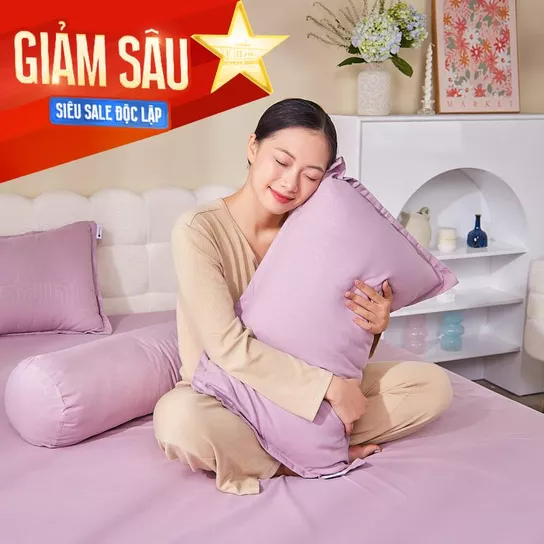 Bộ chăn ga chun Amando Rina 5 chi tiết thông thoáng, mềm mại - Thumbnail