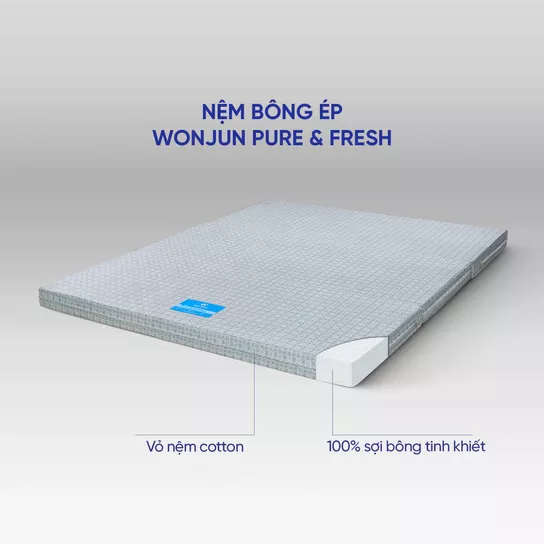 Nệm Bông ép Wonjun Pure & Fresh chuẩn Hàn Quốc dày 5/9cm - Ảnh 9