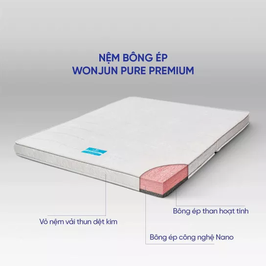Nệm bông ép cao cấp Wonjun Pure Premium nâng đỡ vững chắc dày 12cm - Ảnh 10