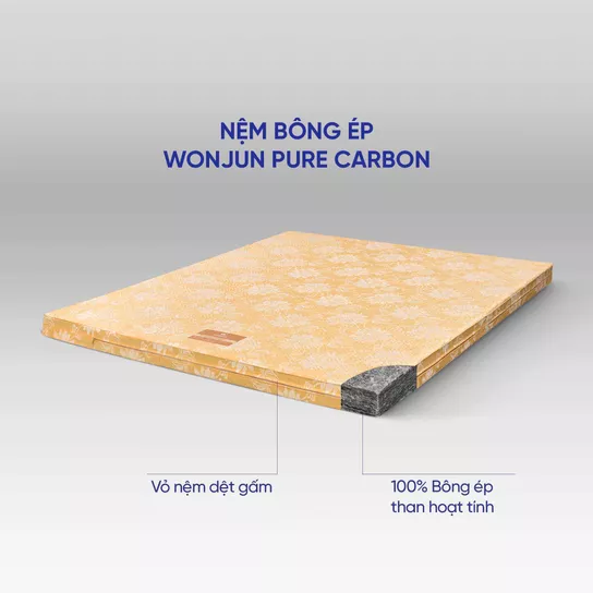 Nệm Bông ép Wonjun Pure Carbon kháng khuẩn ưu việt dày 10cm - Ảnh 10