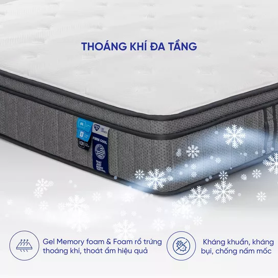 Nệm lò xo Spring Air Back Supporter Firm Cool nâng đỡ làm mát dày 26cm - Ảnh 9