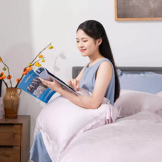 Bộ chăn ga Lụa tencel cao cấp Amando Lagom 5 chi tiết Màu Tím - Thumbnail