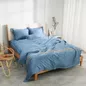 Bộ ga chun chăn chần Amando thêu cotton satin màu xanh - Ảnh thumb 4