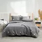 Bộ ga chun chăn chần Amando thêu cotton satin màu xám - Ảnh thumb 1