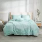 Bộ ga chun chăn chần Amando thêu cotton satin màu xanh lá - Ảnh thumb 1