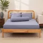 Bộ ga chun polyester gấm Amando Ellie đơn sắc 4 chi tiết Màu Xanh dương - Ảnh thumb 5