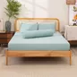 Bộ ga chun polyester gấm Amando Ellie đơn sắc 4 chi tiết Màu Xanh ngọc - Ảnh thumb 2