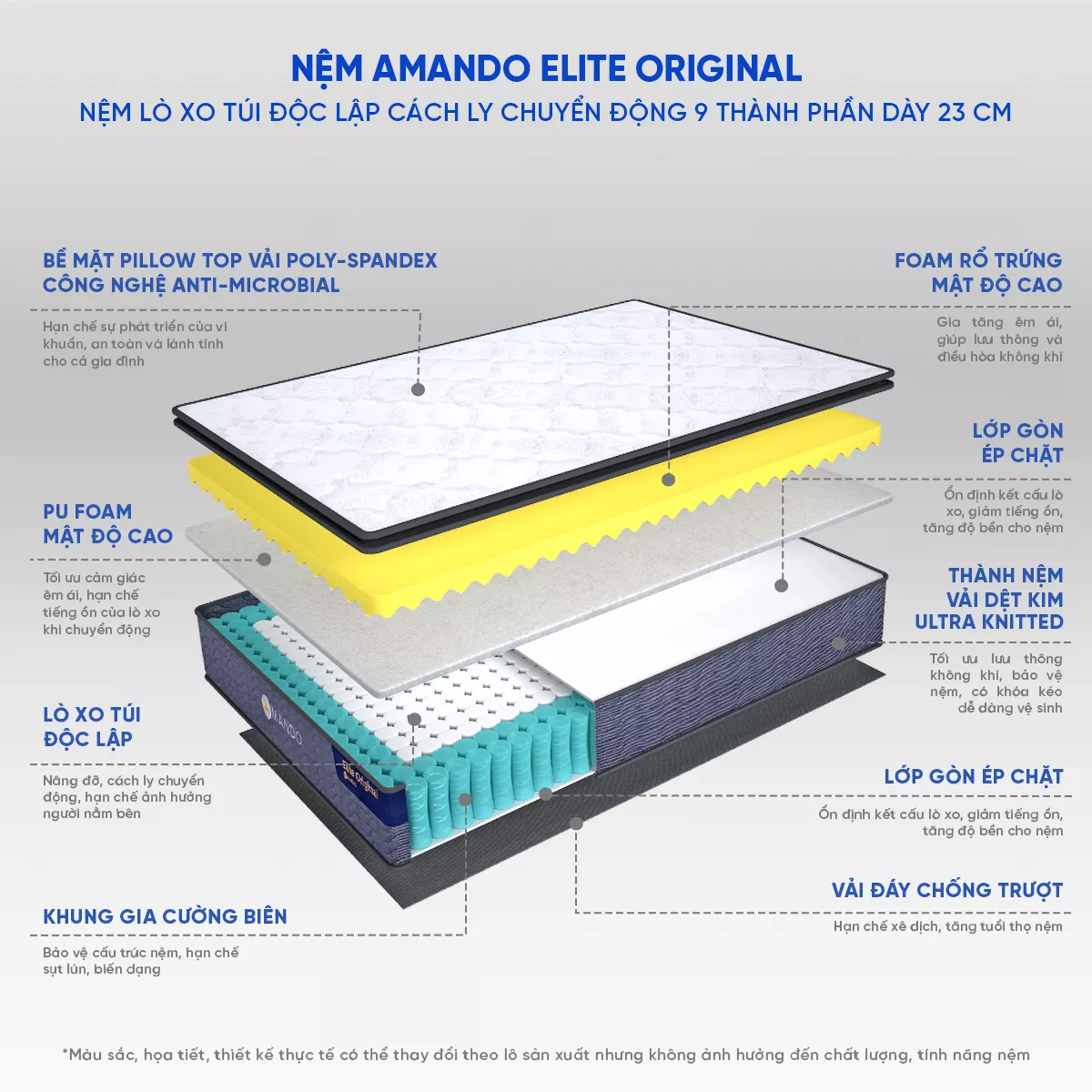 Nệm lò xo dày Amando Elite Original