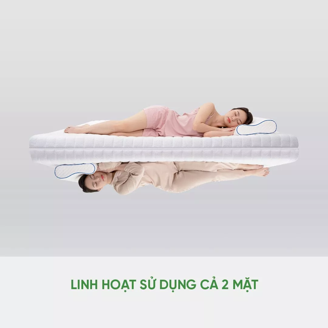 Nệm cao su Gummi Legend có thể nằm cả 2 mặt
