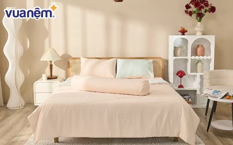 Amando Celia là bộ chăn ga gối đệm cưới kết hợp hoàn hảo hai chất liệu Tencel và Polyester 