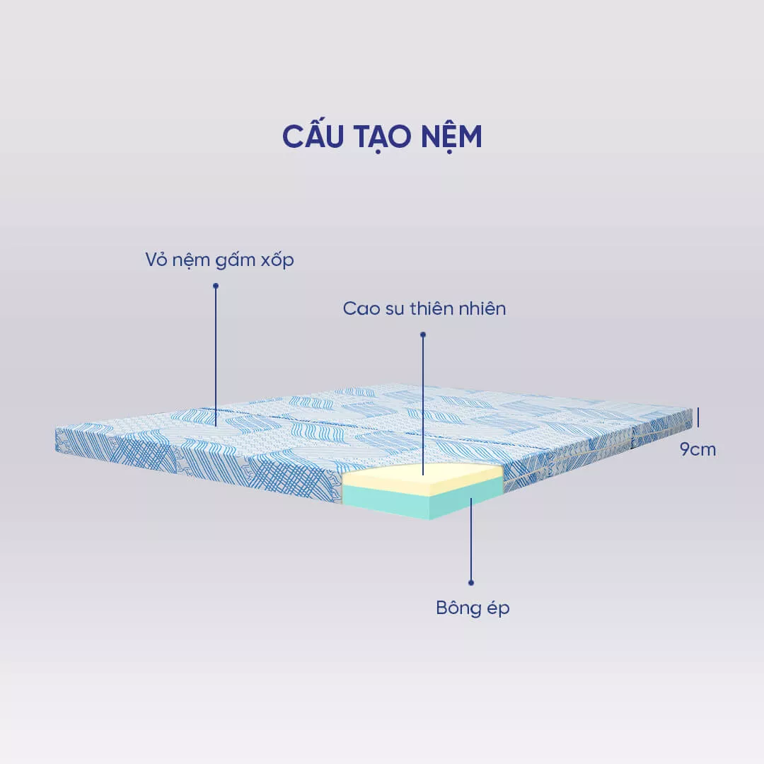 Nệm cao su đa tầng Kim Cương Titanium gấp 3 dày 5/9cm - Ảnh 3