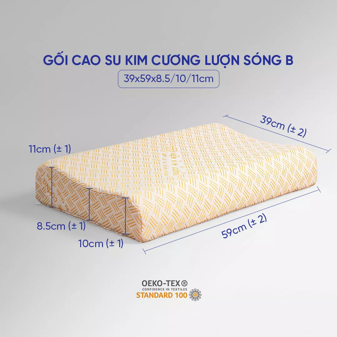 Gối cao su Kim Cương lượn sóng B - Ảnh 2