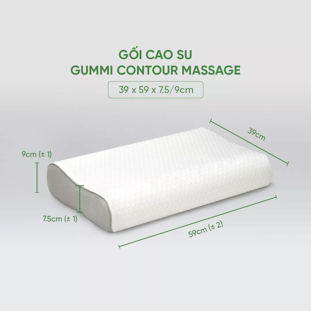 Gối cao su Gummi Contour Massage 100% thiên nhiên công thái học - Ảnh 2