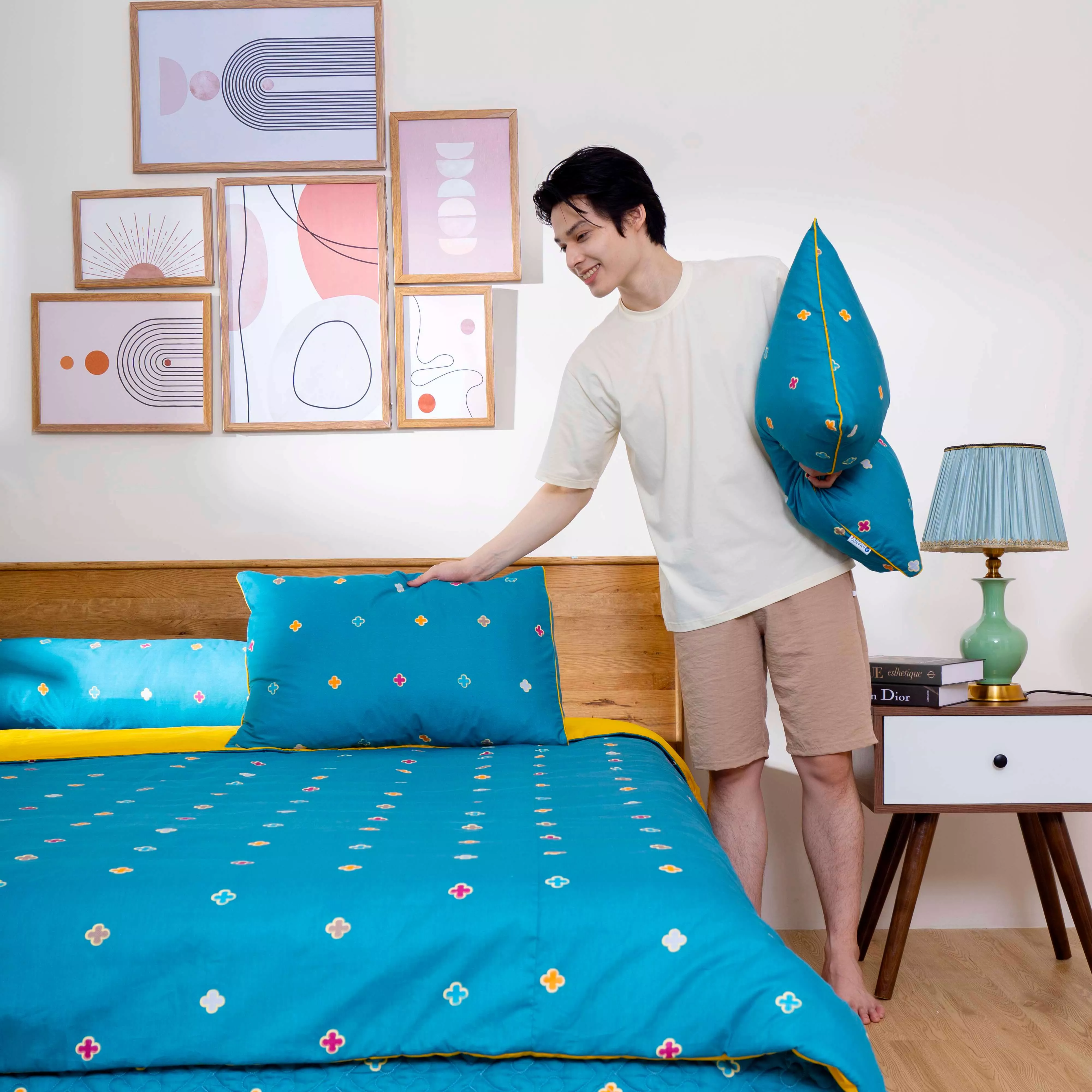 Bộ chăn ga phủ cotton Amando Dream 5 chi tiết - Ảnh 24