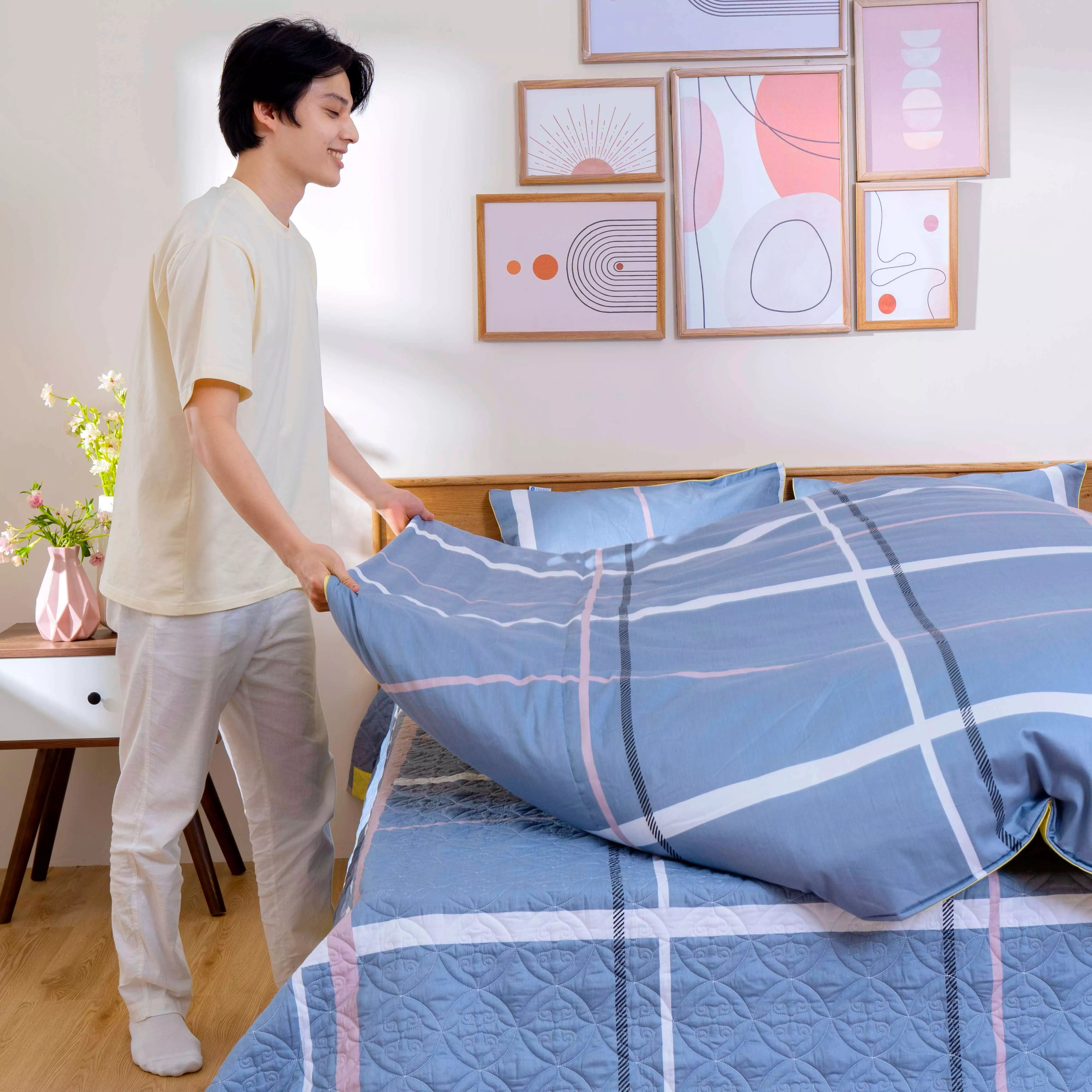 Bộ chăn ga phủ cotton Amando Dream 5 chi tiết - Ảnh 17
