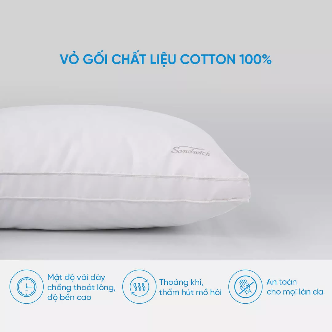 Gối lông vũ Doona Sandwich cao cấp kháng khuẩn - Ảnh 3