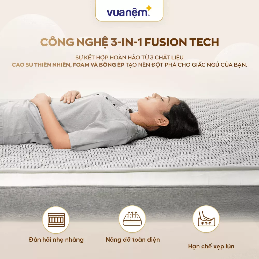 Nệm Kim Cương Erica Smart Tech công nghệ fushion, thành phần foam và cao su tổng hợp - dày 15cm - Ảnh 17