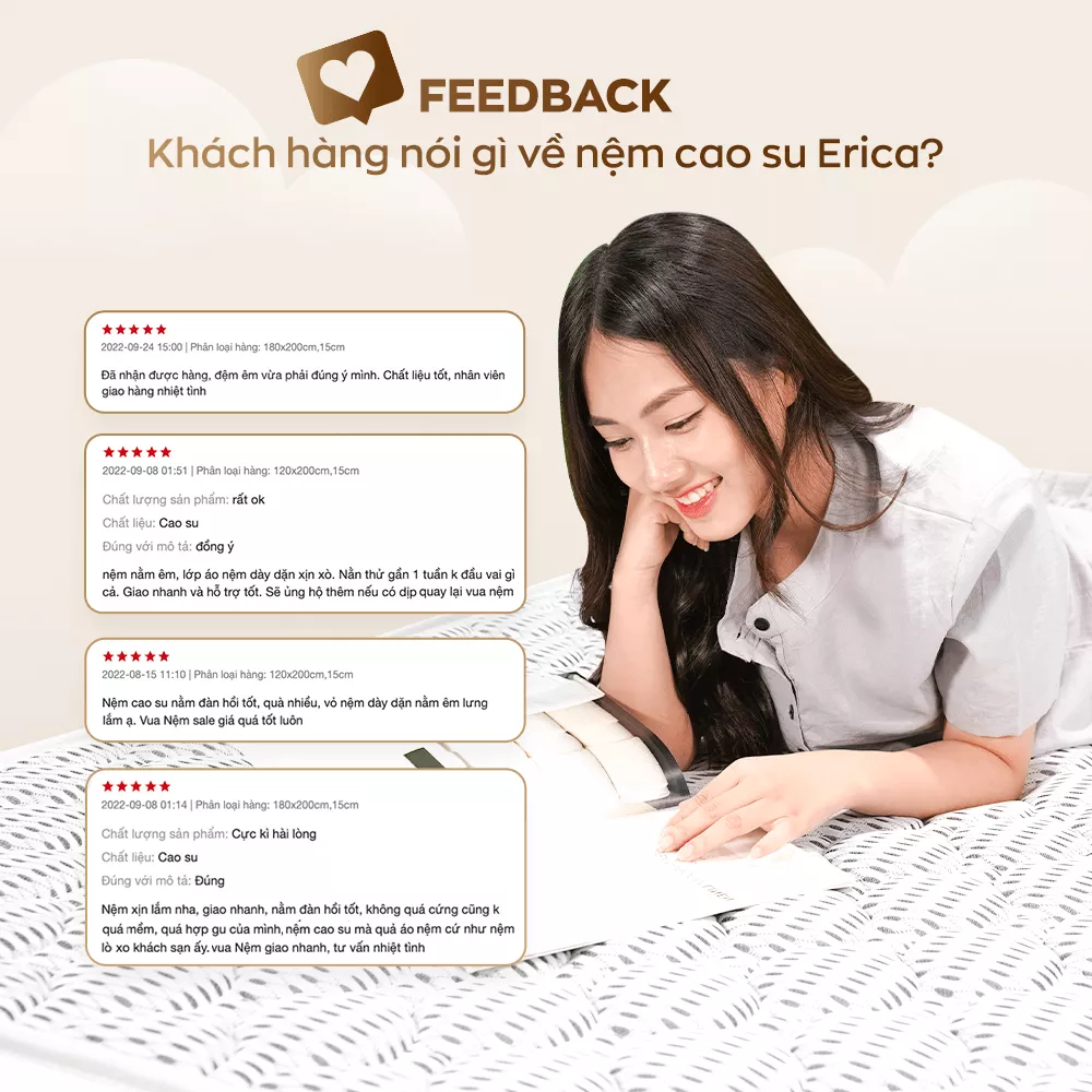 Nệm Kim Cương Erica Smart Tech công nghệ fushion, thành phần foam và cao su tổng hợp - dày 15cm - Ảnh 16