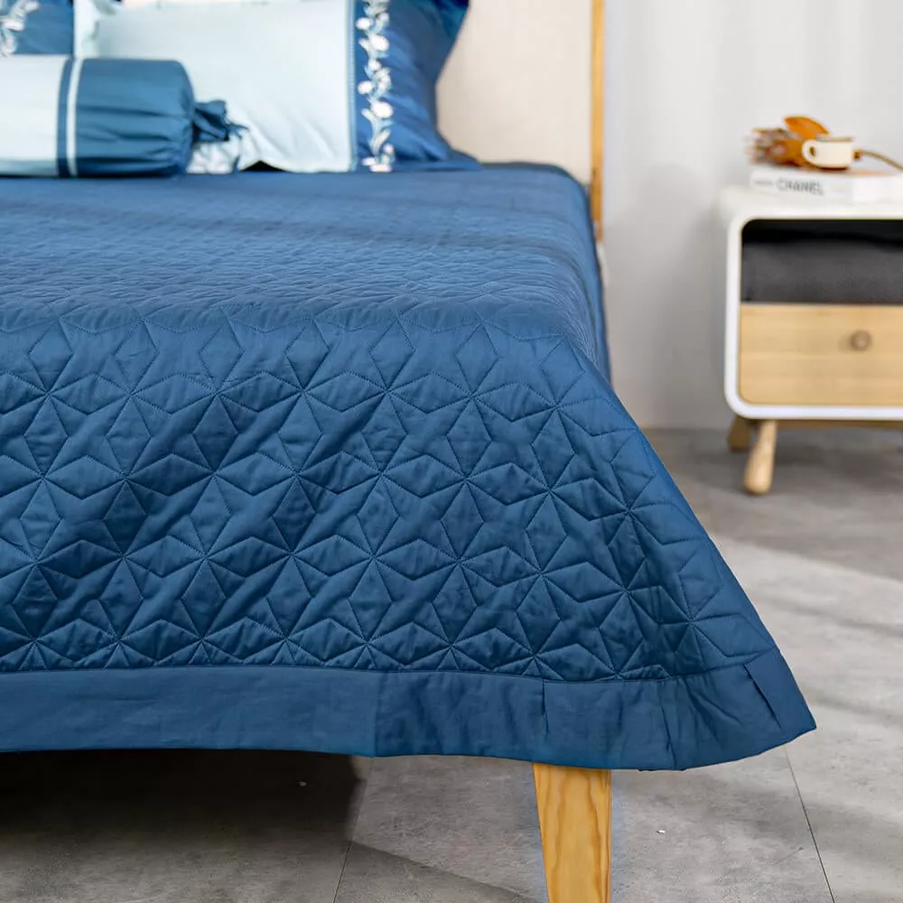 Bộ ga phủ chăn chần Amando thêu cotton satin màu xanh lá - Ảnh 6