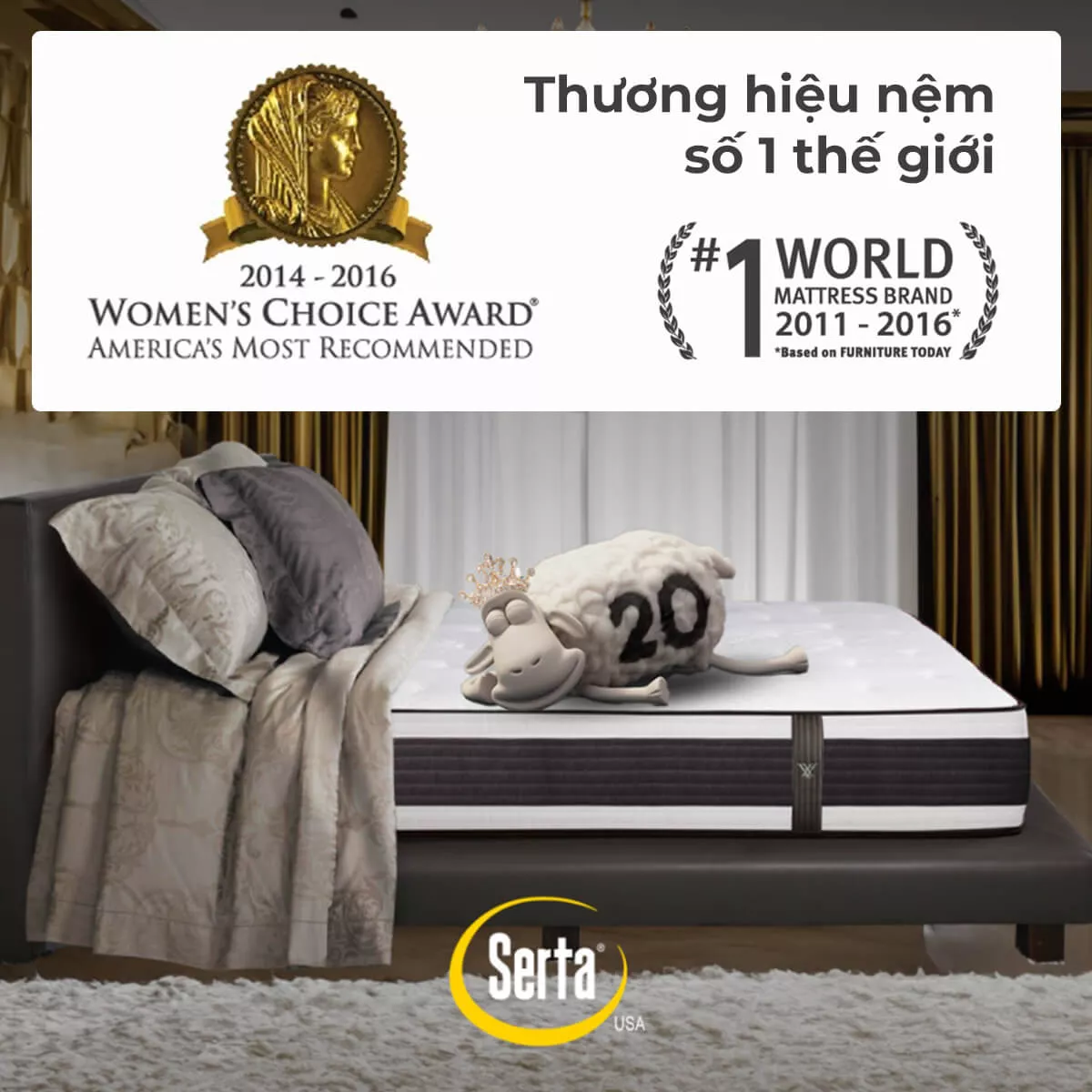(Phiên bản giới hạn) Nệm lò xo Serta Perfect Sleeper Grand Suite cao cấp kháng khuẩn dày 30cm - Ảnh 12
