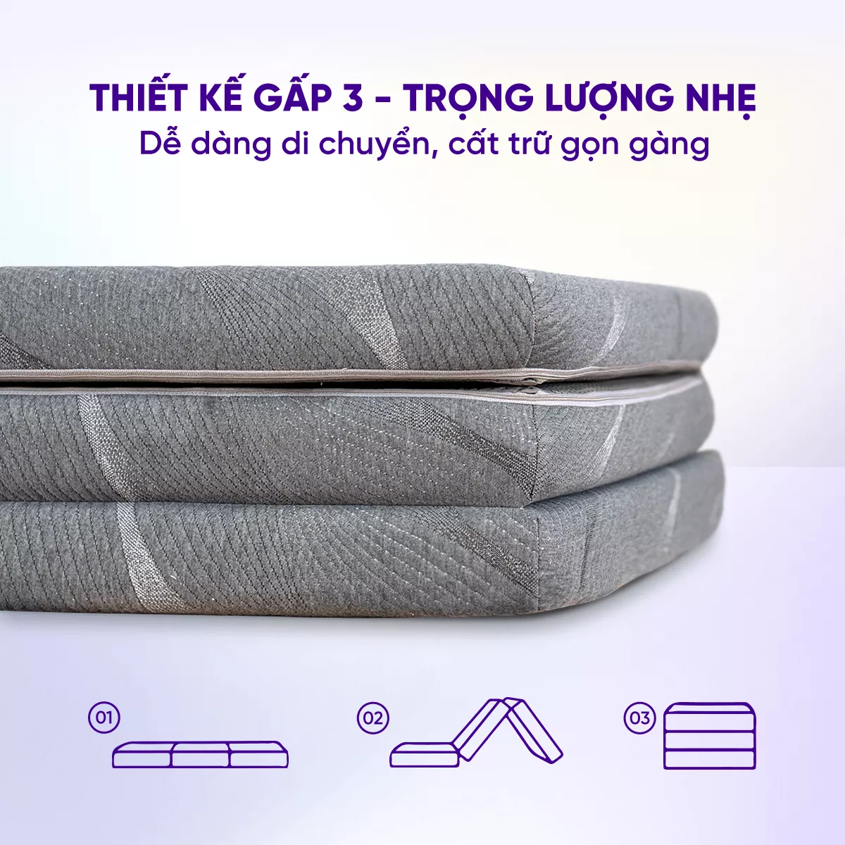 Nệm foam Goodnight Core (Akita) gấp 3 dày 8cm - Ảnh 6