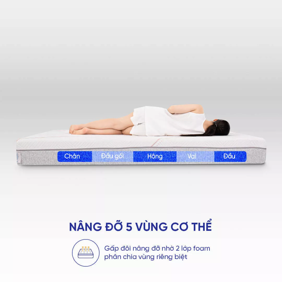 Nệm foam Comfy Lux 1.0 cao cấp kháng khuẩn kép dày 20cm - Ảnh 6