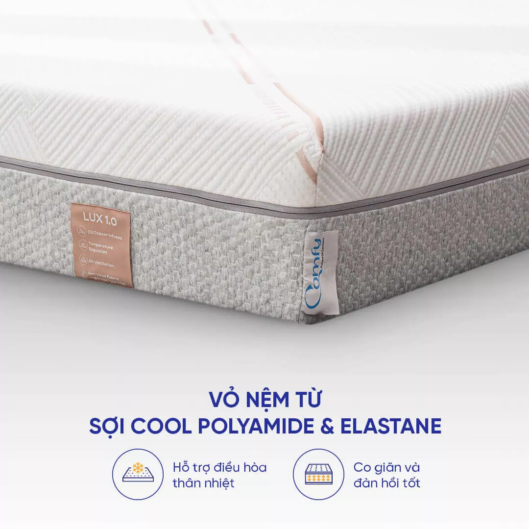 Nệm foam Comfy Lux 1.0 cao cấp kháng khuẩn kép dày 20cm - Ảnh 8