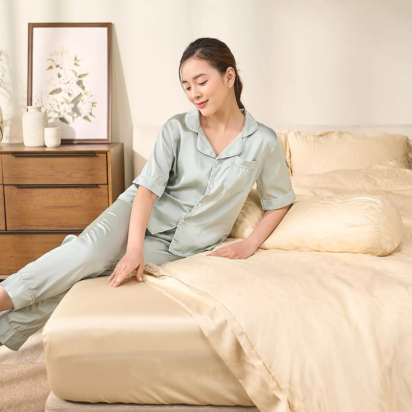 Bộ chăn ga Lụa tencel cao cấp Amando Lagom 5 chi tiết - Ảnh 10