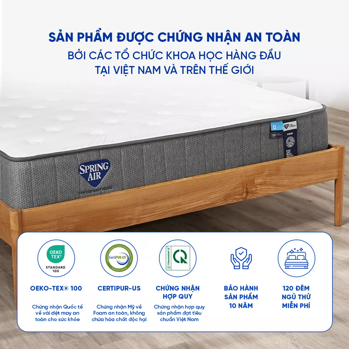 Nệm lò xo Spring Air Back Supporter Firm hỗ trợ nâng đỡ dày 25cm - Ảnh 6