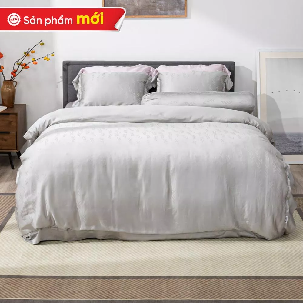 Bộ chăn ga Lụa tencel cao cấp Amando Lagom 5 chi tiết Màu Xám - Ảnh 4