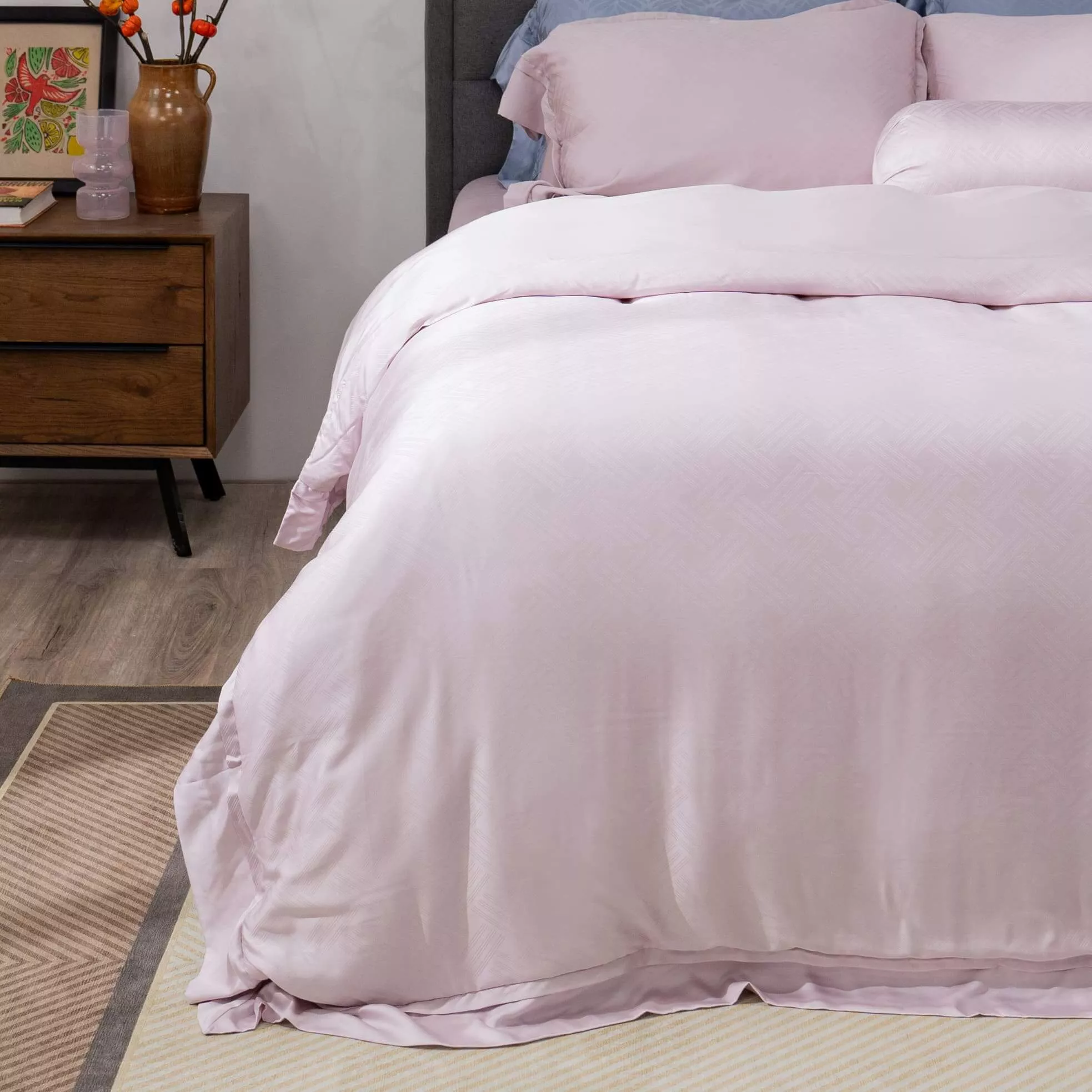 Bộ chăn ga Lụa tencel cao cấp Amando Lagom 5 chi tiết Màu Tím - Ảnh 6