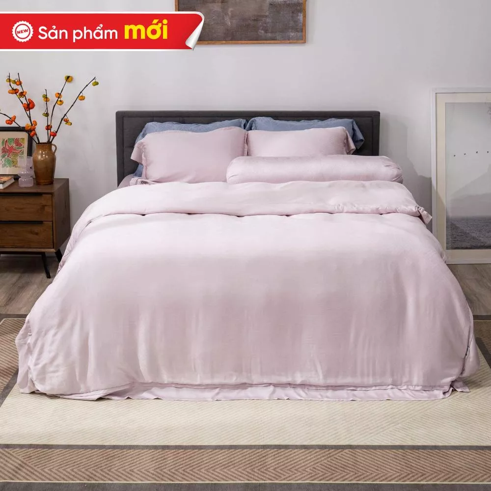 Bộ chăn ga Lụa tencel cao cấp Amando Lagom 5 chi tiết Màu Tím - Ảnh 3