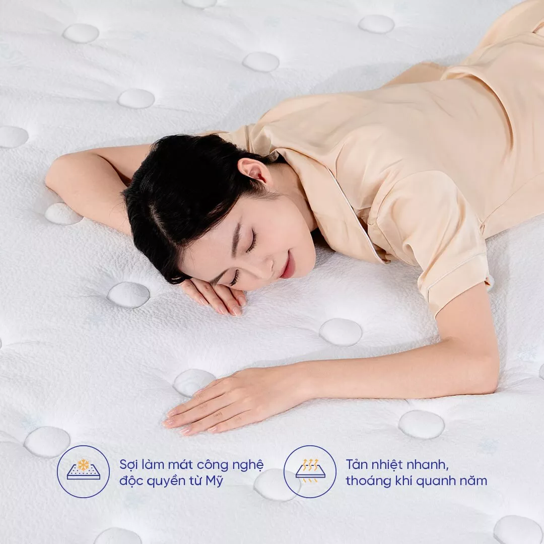 Nệm lò xo Spring Air Back Supporter Firm Plus nâng đỡ làm mát dày 26cm - Ảnh 6