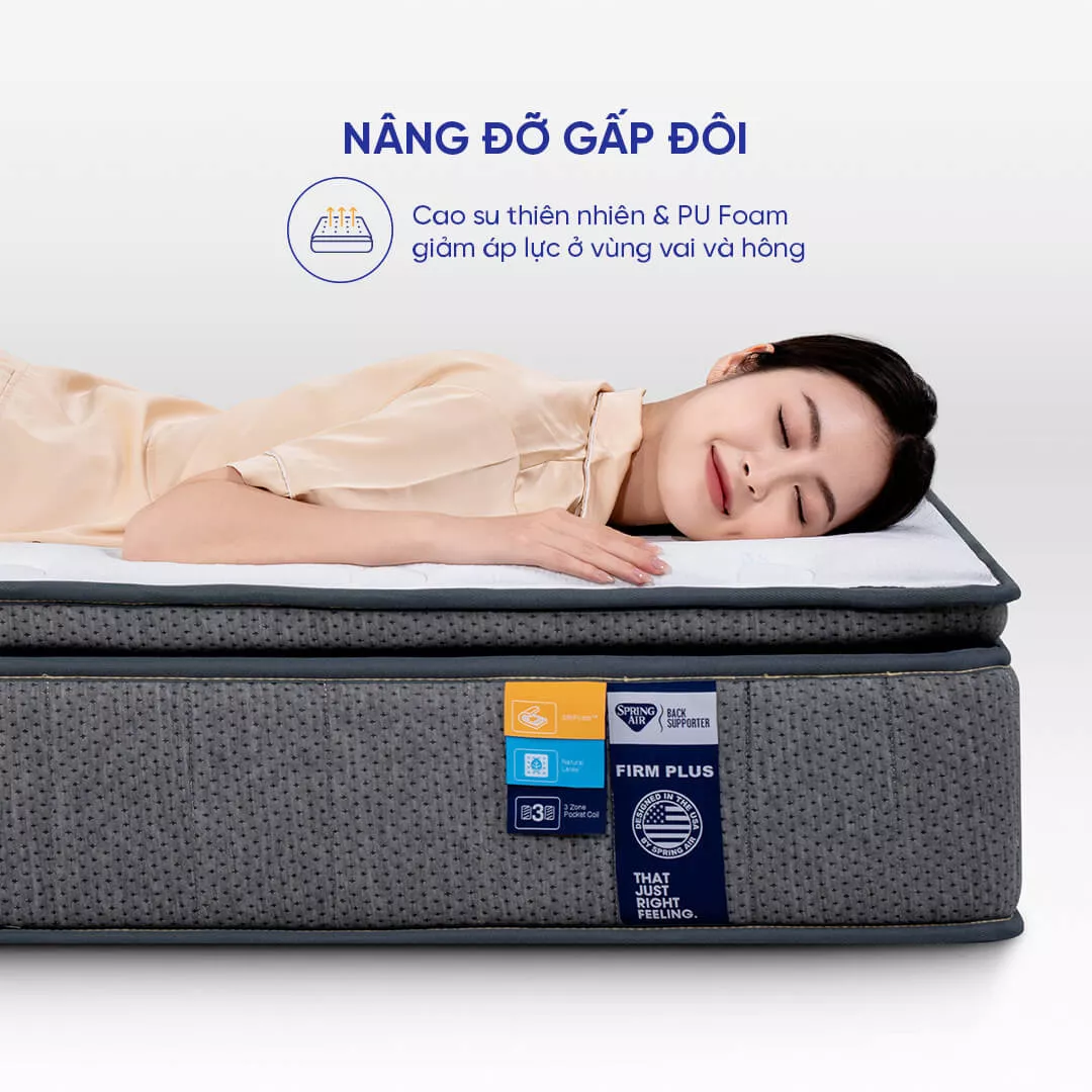 Nệm lò xo Spring Air Back Supporter Firm Plus nâng đỡ làm mát dày 26cm - Ảnh 9