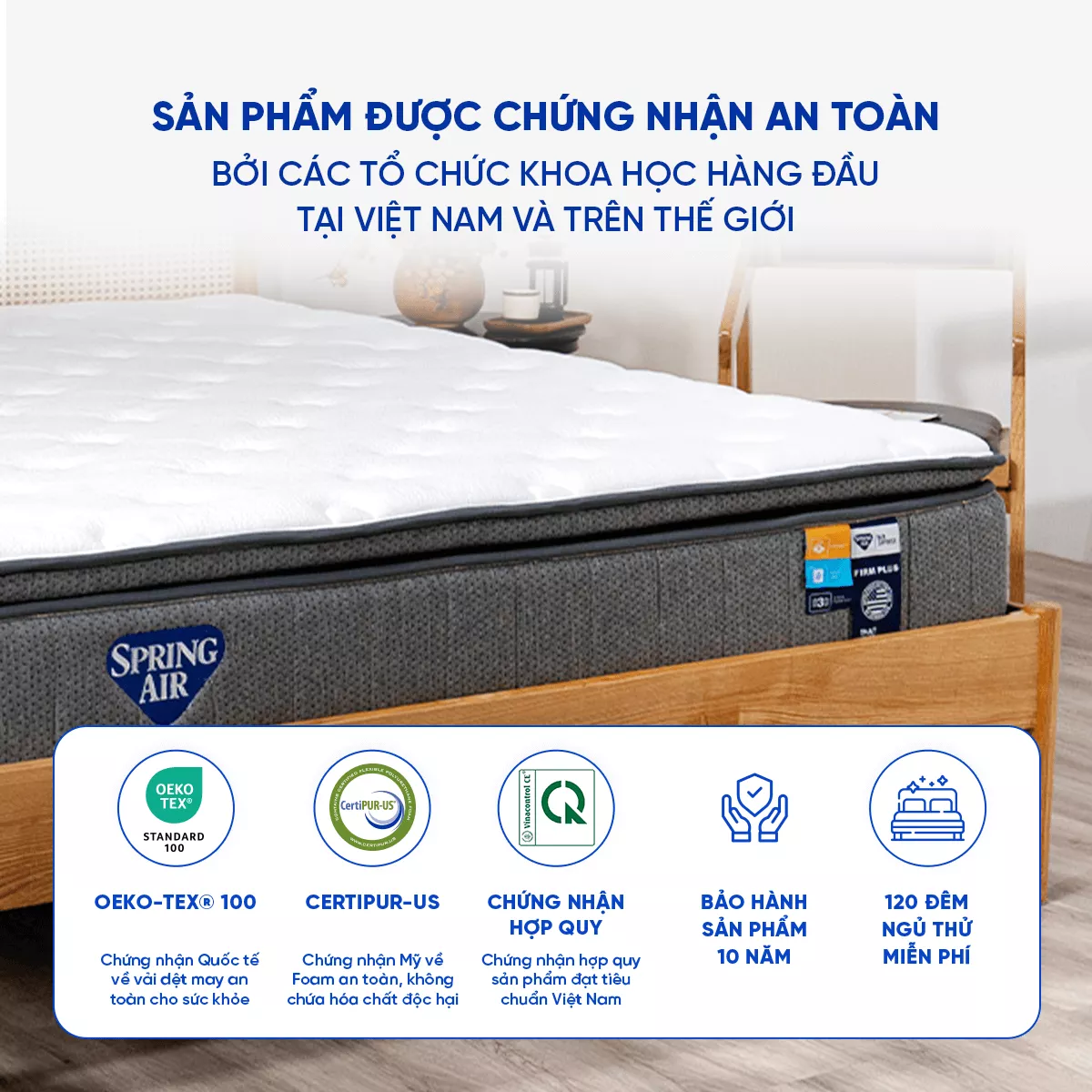 Nệm lò xo Spring Air Back Supporter Firm Plus nâng đỡ làm mát dày 26cm - Ảnh 9