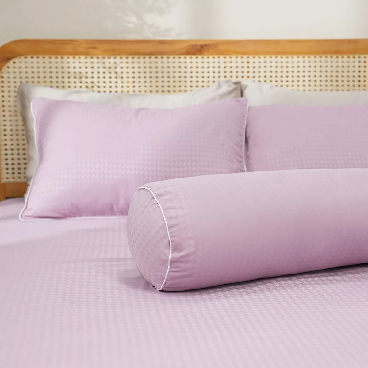 Bộ ga chun polyester gấm Amando Ellie đơn sắc 4 chi tiết Màu Tím - Ảnh 5