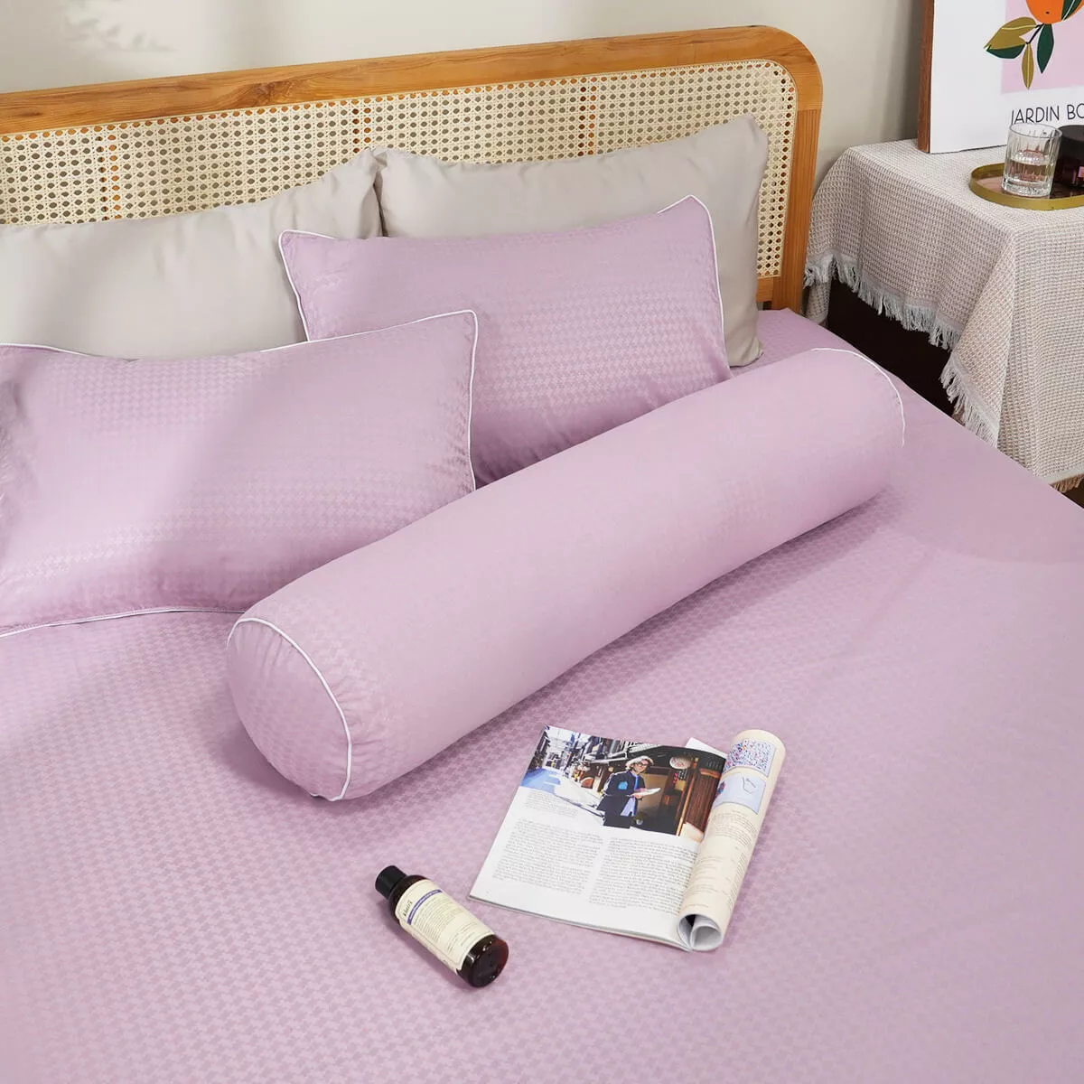 Bộ ga chun polyester gấm Amando Ellie đơn sắc 4 chi tiết Màu Tím - Ảnh 3