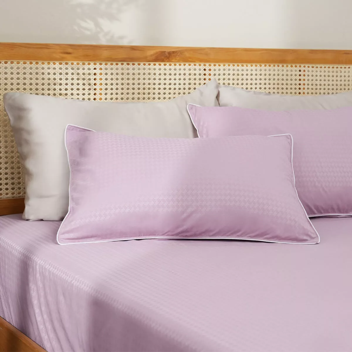 Bộ ga chun polyester gấm Amando Ellie đơn sắc 4 chi tiết Màu Tím - Ảnh 7