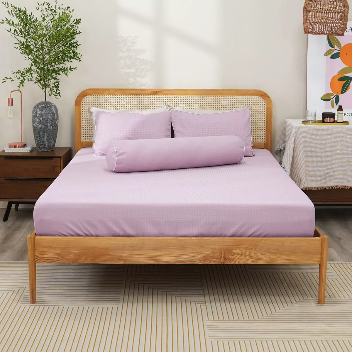 Bộ ga chun polyester gấm Amando Ellie đơn sắc 4 chi tiết Màu Tím - Ảnh 4