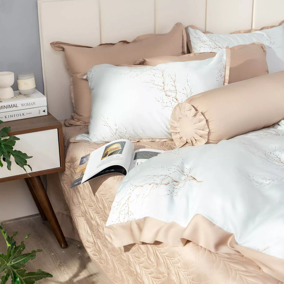 Bộ chăn ga phủ sợi gỗ thiên nhiên Amando Jamila 5 chi tiết LC001 - Ảnh 3