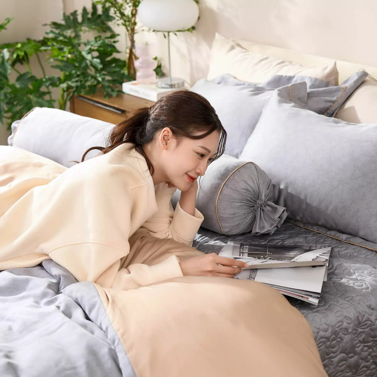 Bộ chăn ga chun chần Lụa Tencel cao cấp Amando Élan 5 chi tiết TC003 - Ảnh 8