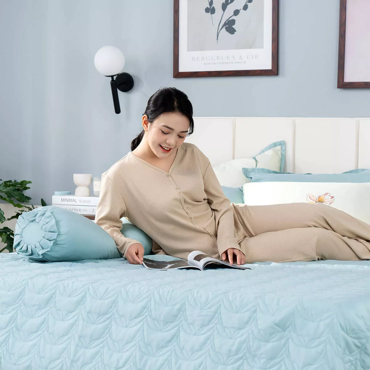 Bộ chăn ga phủ sợi gỗ thiên nhiên Amando Jamila 5 chi tiết LC002 - Ảnh 11